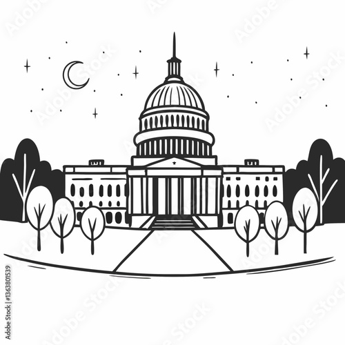 The US Capitol's iconic dome, a landmark of American government architecture, rises in Washington DC