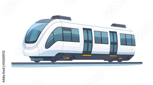 Modern Train Illustration Featuring Sleek Design and Aerodynamic Shape for Transportation Conce