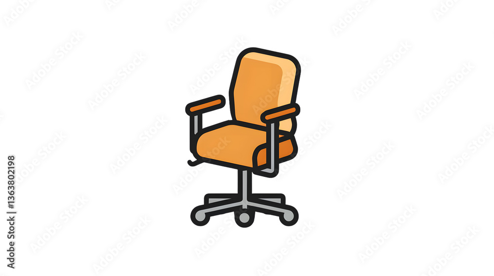 Office Chair Illustration Modern Design with Wheels and Armrests for Workspaces and Home Offic Office Chair Illustration Modern Design with Wheels and Armrests for Workspaces and Home Offic