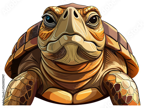 A highly detailed portrait of a majestic Turtle, isolated on a white background