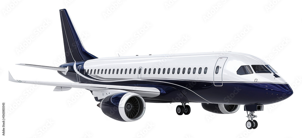 Fototapeta premium Private jet takeoff at airport high-quality clear view isolated on transparent background