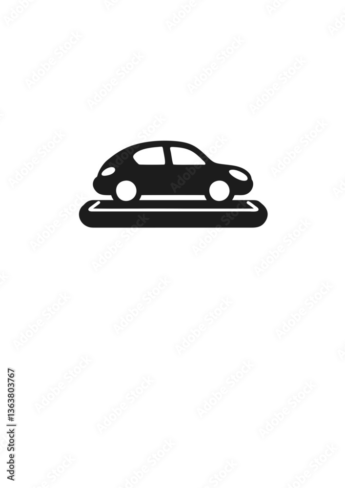 Car icon in parking lot symbolizing convenience and urban transport - copy space Car icon in parking lot symbolizing convenience and urban transport - copy space