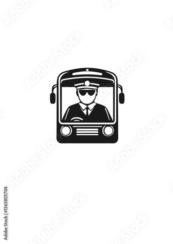 Streetcar driver icon representing public transport and profession - copy space