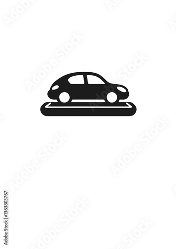 Car icon in parking lot symbolizing convenience and urban transport - copy space