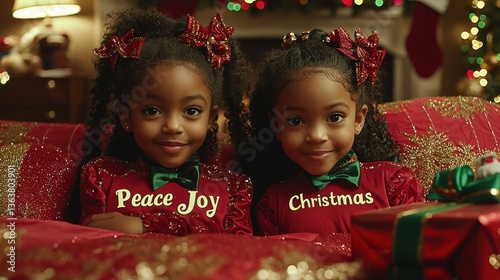 Twin Sisters Celebrating Christmas Eve