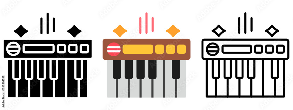Obraz premium Keyboard Icon, Collection of Line, Glyph and Flat Icon, Set of Line Glyph and Flat Icon