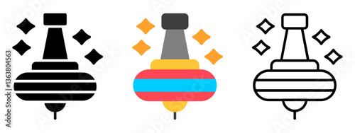 Spinning Top Icon, Collection of Line, Glyph and Flat Icon, Set of Line Glyph and Flat Icon