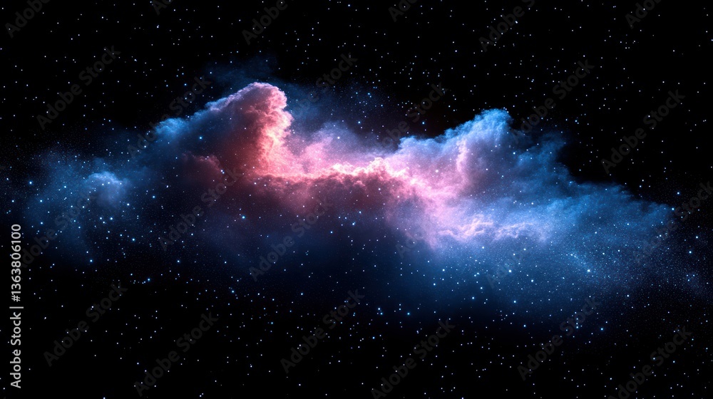 Fototapeta premium Cosmic Nebula: A Celestial Tapestry of Pink and Blue