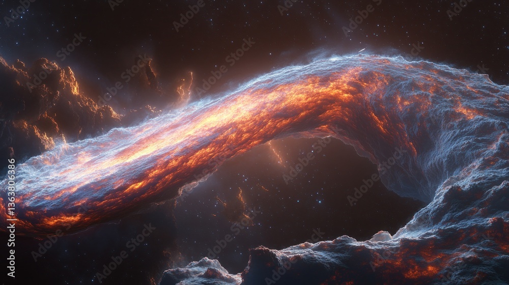 Fototapeta premium Cosmic Nebula: Fiery Celestial Bridge