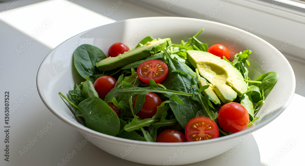 Fresh Green Salad With Avocado and Cherry Tomatoes Fresh Green Salad With Avocado and Cherry Tomatoes