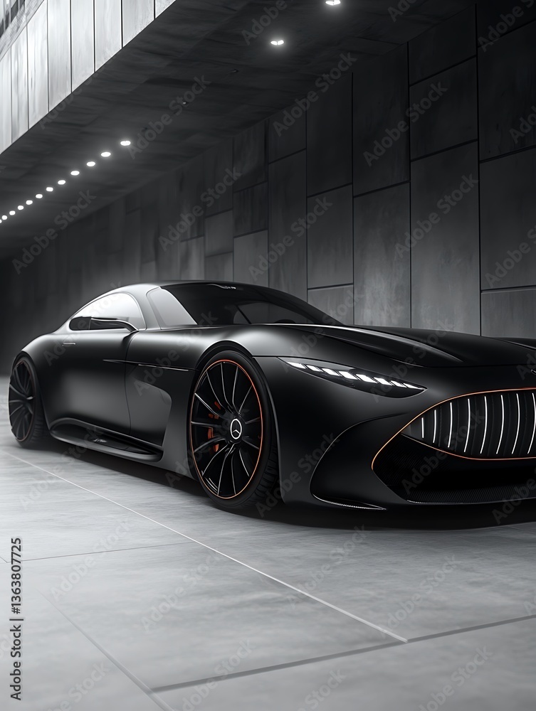 Black car in modern garage