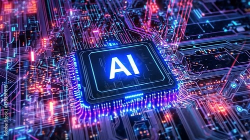 Digital Intelligence: A close-up depiction of an advanced computer processor with the prominent 