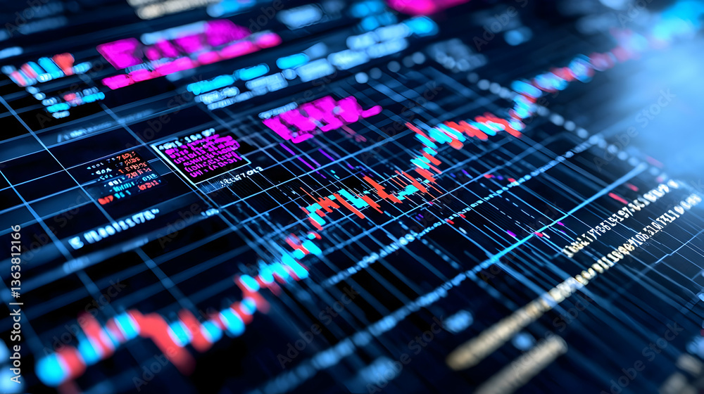 Abstract Financial Data Display With Colorful Charts Abstract Financial Data Display With Colorful Charts