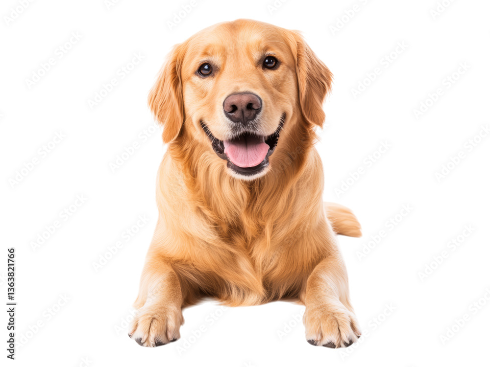 Happy Golden Retriever Dog Sitting and Smiling Joyfully Happy Golden Retriever Dog Sitting and Smiling Joyfully