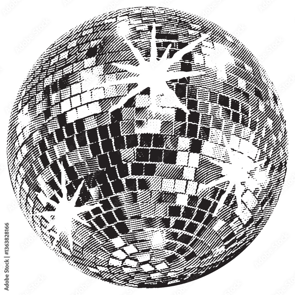 Disco ball isolated. Disco ball clipart. Mirrorball with lights.