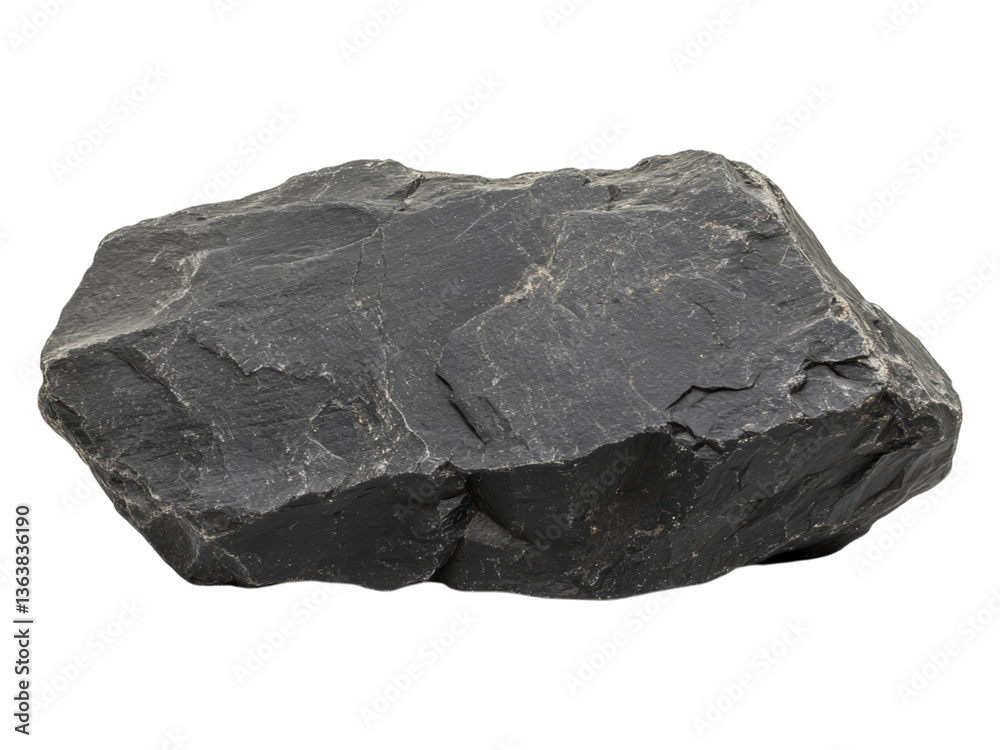 Raw Black Rock with Smooth Texture and Sharp Edges Raw Black Rock with Smooth Texture and Sharp Edges