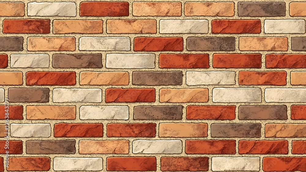 Obraz premium Multicolored Brick Wall Texture Seamless Pattern Background Image
