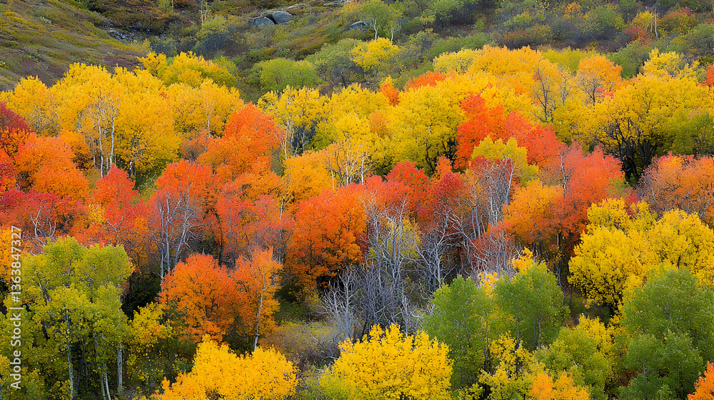 Fototapeta premium Colorful Autumn Foliage In Mountain Forest