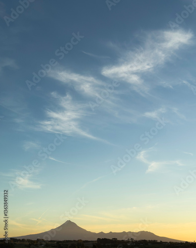 Mt Taranaki at dusk, Taranaki, New Zealand