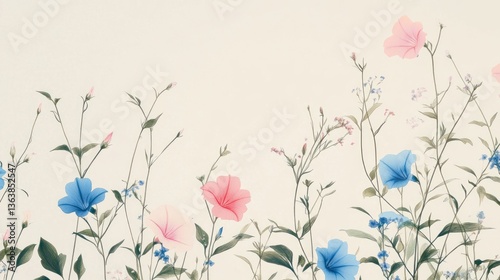 Moonlight Scattered Floral Scene Peonies Green Morning