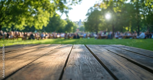Wallpaper Mural Wooden picnic table in park Torontodigital.ca