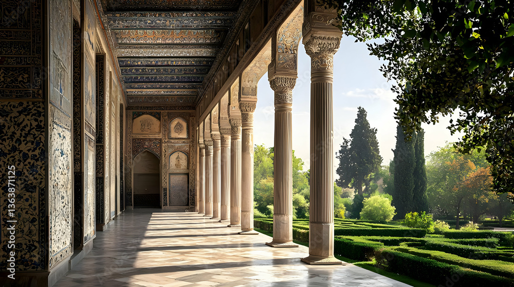 Obraz premium Sunlit Courtyard Of A Historic Palace