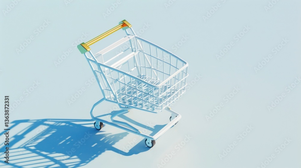 Shopping Cart on Minimal Background Modern Design for Retail and Ecommerce Concepts Shopping Cart on Minimal Background Modern Design for Retail and Ecommerce Concepts