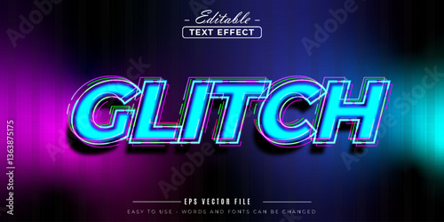 Glitch text effect. Editable font style.