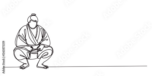 Sumo Wrestlers in Traditional Stance