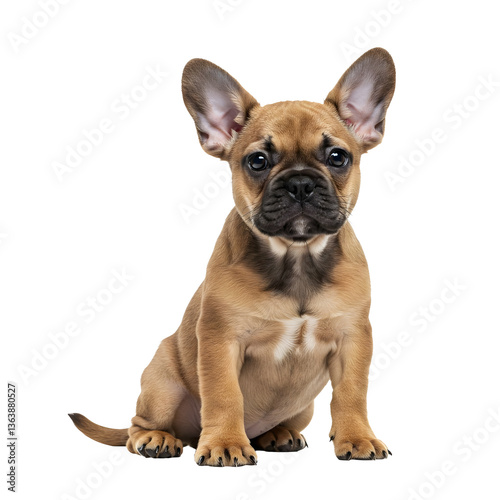 A French Bulldog puppy sitting on a transparent background.