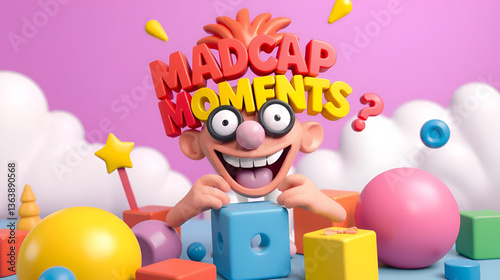 Madcap Moments: Embracing the Chaos and Fun of Wacky Conundrums and Zany Quizzes. 3D Colorful Shapes