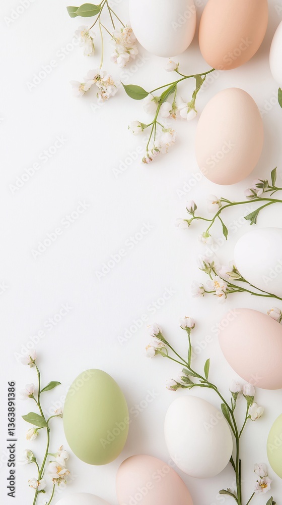 Pastel Easter Eggs with Delicate Spring Blossoms Festive Springtime Decoration Pastel Easter Eggs with Delicate Spring Blossoms Festive Springtime Decoration