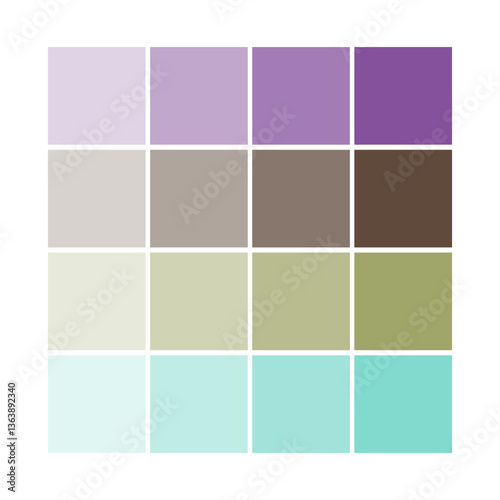 Purple color palette. Gradient square design. Soft neutral tones. Balanced variation shades.
