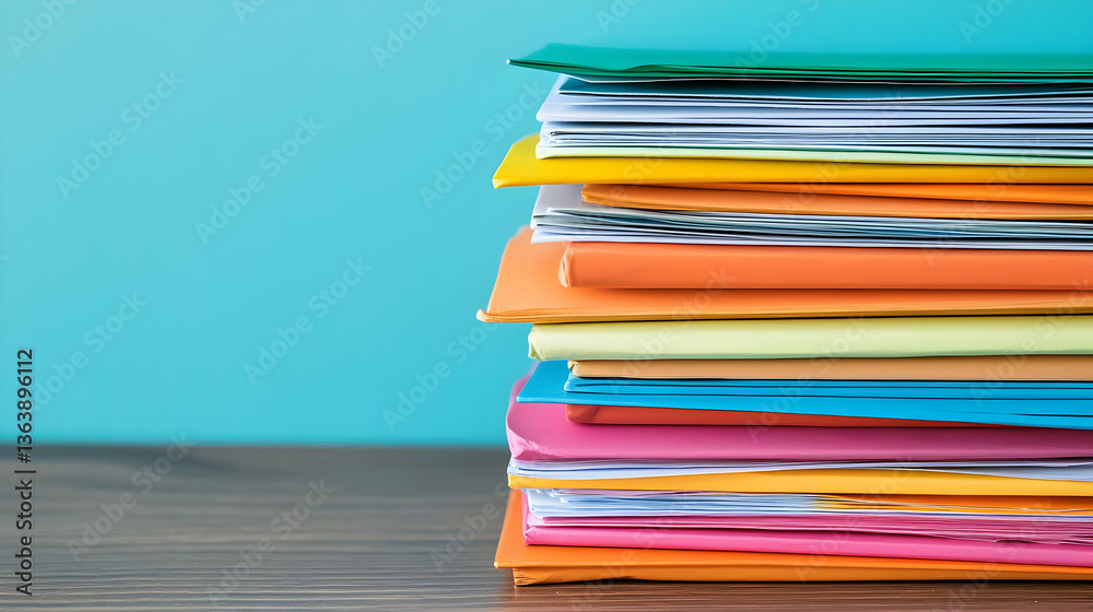 Colorful Stack Of Books And Notebooks On Wooden Surface Colorful Stack Of Books And Notebooks On Wooden Surface
