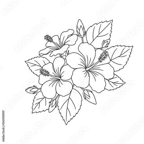 Succulent Kalanchoe Plant Line Art | Black and White Vector Coloring Design
