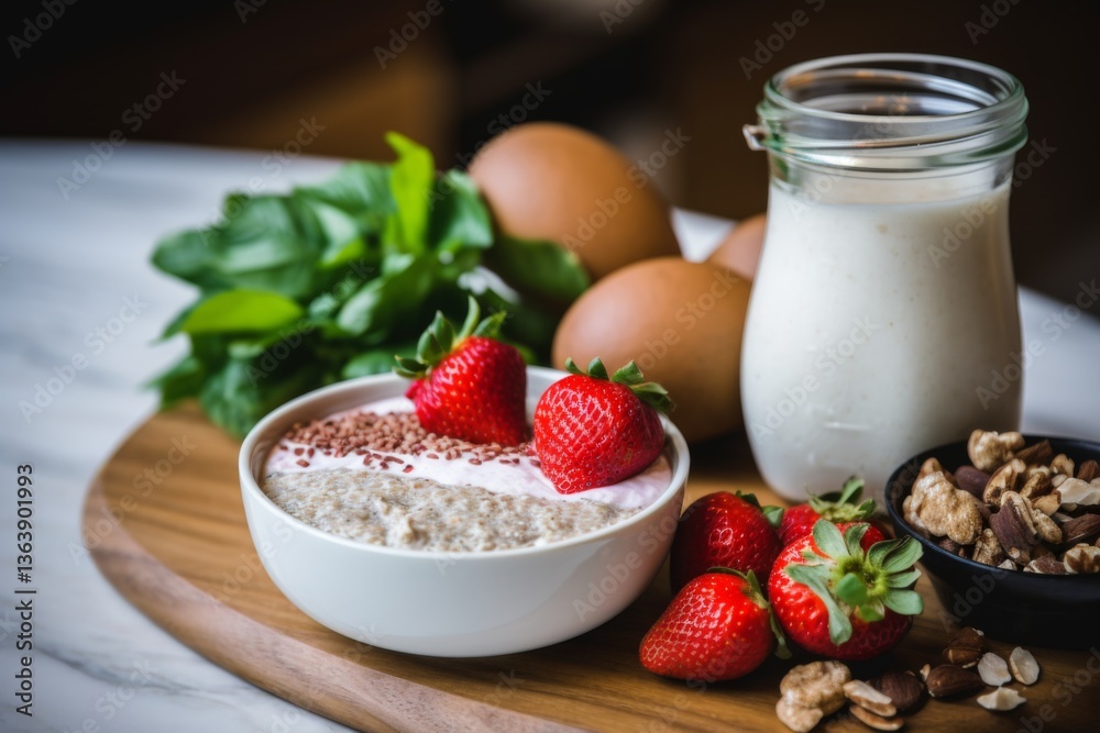 Close up of a protein breakfast in the real kitchen Close up of a protein breakfast in the real kitchen