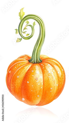 Swirling Vine Pumpkin for Autumn Harvest.