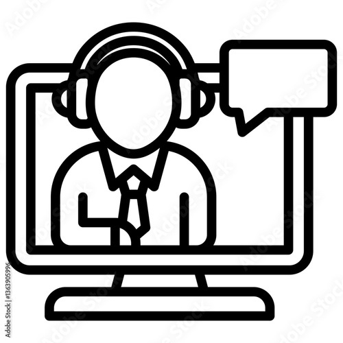 Customer Support and Service Chat Icon Line Design Vector Concept