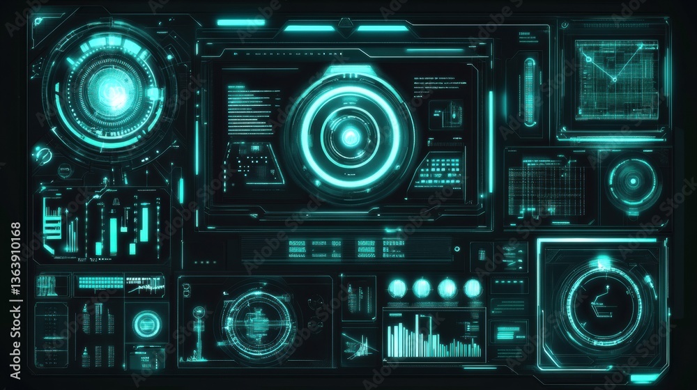 Futuristic holographic interface displaying data and analytics with glowing elements in a cyberpunk aesthetic setting at night Futuristic holographic interface displaying data and analytics with glowing elements in a cyberpunk aesthetic setting at night