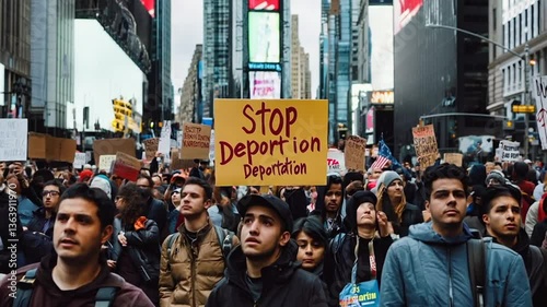 People protesting on a city street
