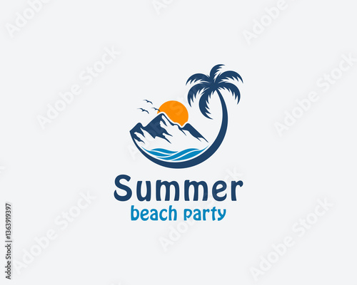 Summer beach mountain logo