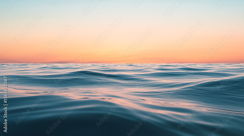 Fototapeta premium Serene Sunset Ocean Waves A Peaceful Seascape at Dusk