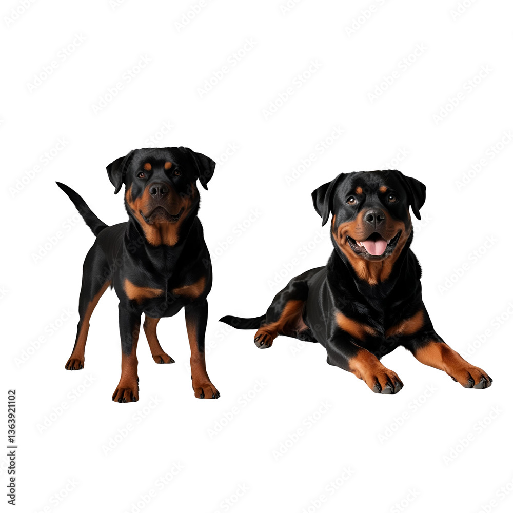 Fototapeta premium a Rottweiler dogs close up with white backdrop