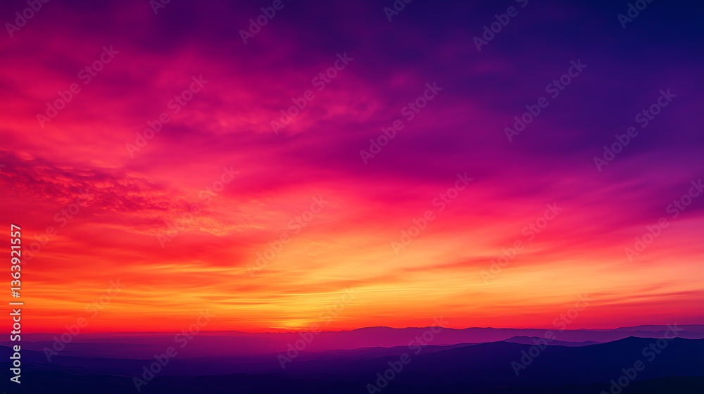 Obraz premium Vibrant Sunset Landscape Fiery Hues and Dramatic Sky