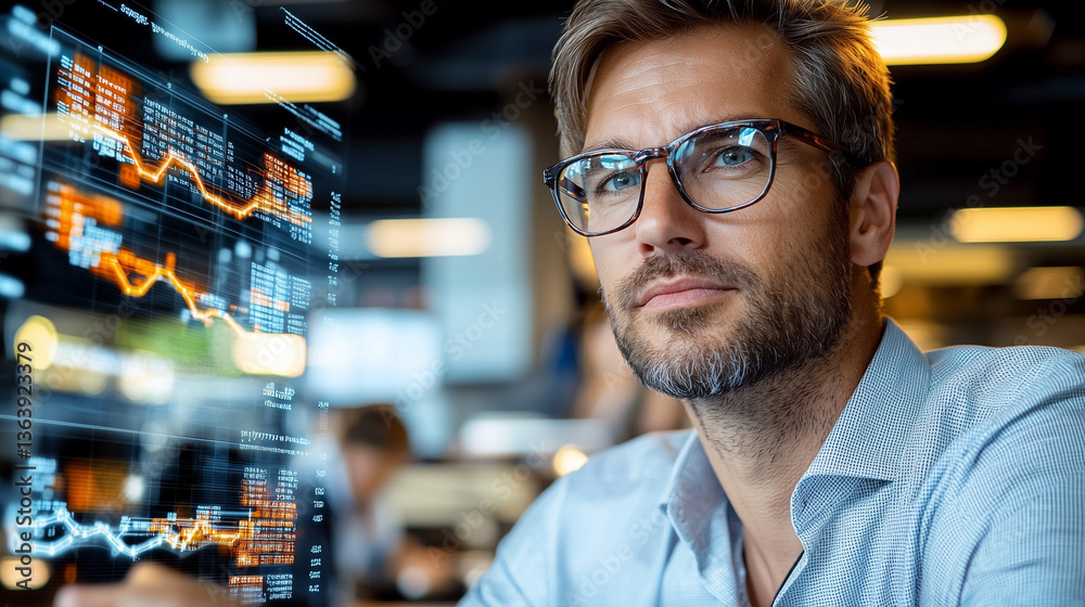 Portrait of a Business Analyst. Close-Up of a Business Specialist Analyzing Business Charts Portrait of a Business Analyst. Close-Up of a Business Specialist Analyzing Business Charts