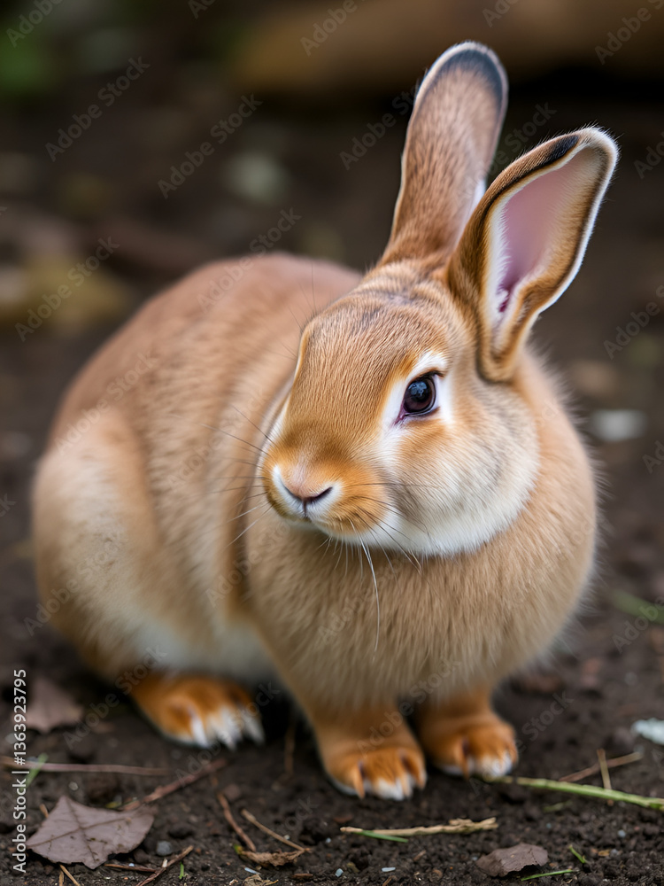 Fototapeta premium Brown lop earred rabbit sitting down