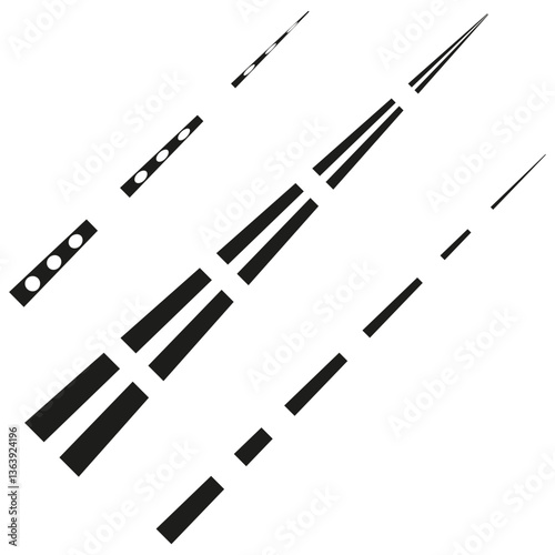Dynamic speed lines. Abstract motion pattern. White background layout. Vector streak effect.