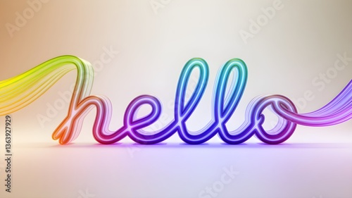 Colorful Neon Light Typography with Creative 3D Glow Effect for Modern and Artistic Communication Design photo