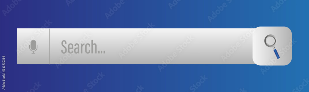 Search input bar. Magnifier and mic. Blue digital gradient. Vector UI. Search input bar. Magnifier and mic. Blue digital gradient. Vector UI.