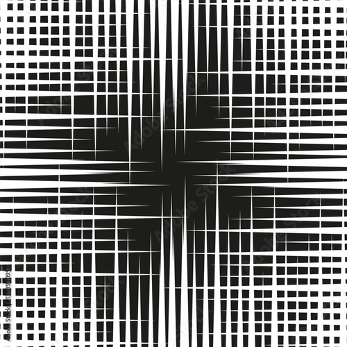 Abstract grid pattern. Black and white texture. Digital distortion effect. Vector geometric background.